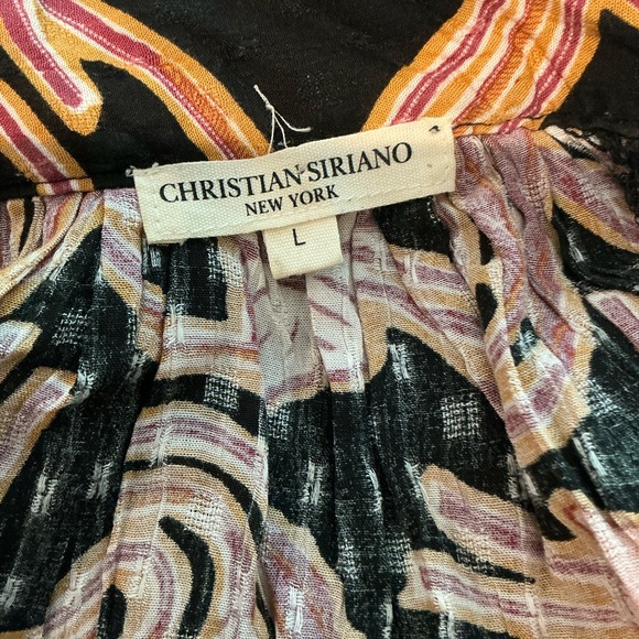 Christian Siriano Black and Orange Floral Blouse Size Large - Picture 7 of 12
